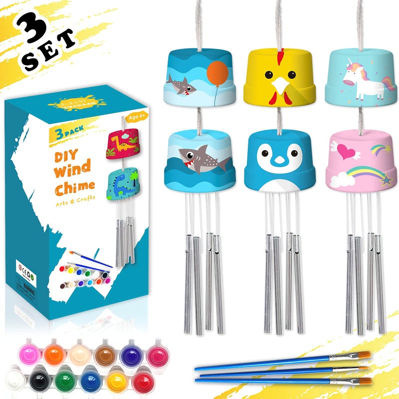 HOSKO 3-Pack DIY Wind Chime Kits- Arts and Crafts for Boys Girls Kids Ages 8-12 4-8 6-8 5-7 3-5  Construct & Paint Birthday Holiday for Kids - Image 1
